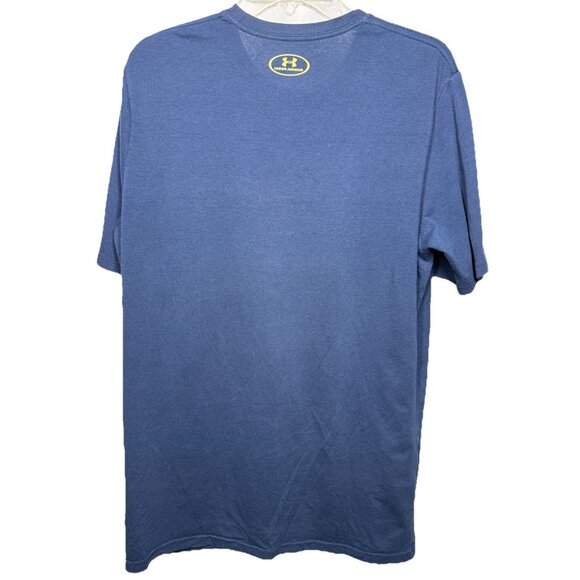Under‎ Armour Project Rock Respect Mens Medium Tee Blue HeatGear Bull Logo Shirt - Picture 6 of 7